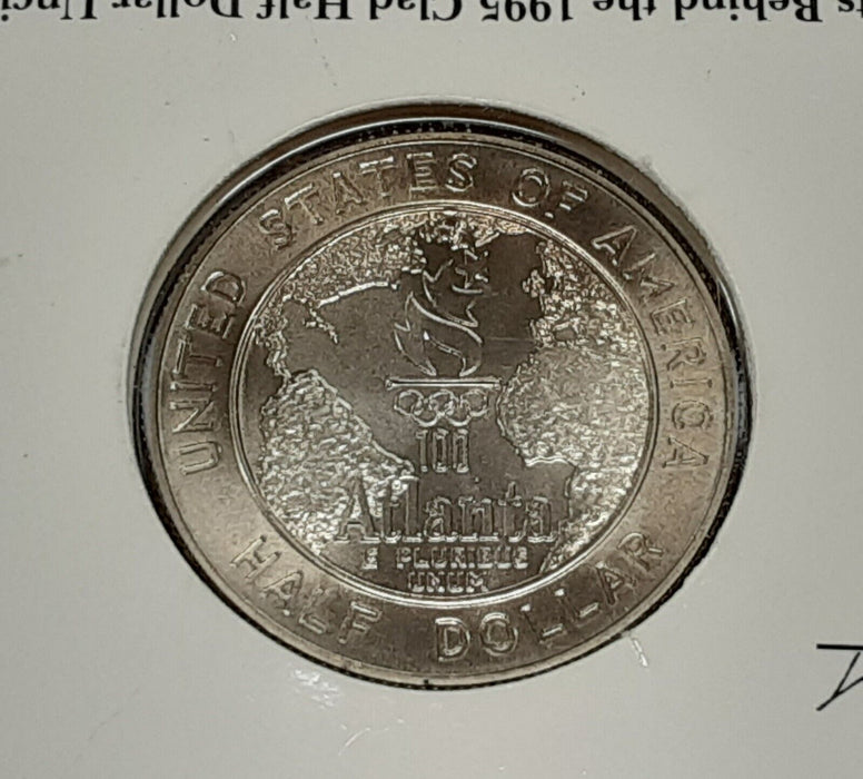 1995 Atlanta Olympics BU Half Dollar with/Pin in Original Card & COA