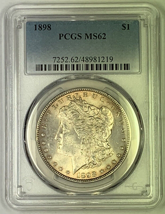 1898 Morgan Silver $1 Dollar Coin-Lightly Toned, PCGS MS 62 Looks Better (9)