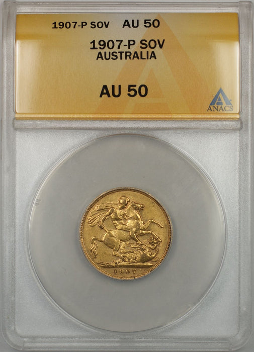 1907-P Australia Sovereign Gold Coin ANACS AU-50 (AMT)