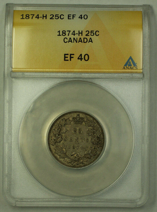 1874-H Canada Silver Quarter 25c ANACS EF-40 JMX
