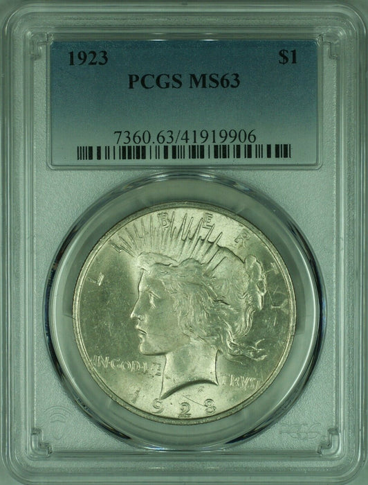 1923 Peace Silver Dollar S$1 PCGS MS-63 (35F)