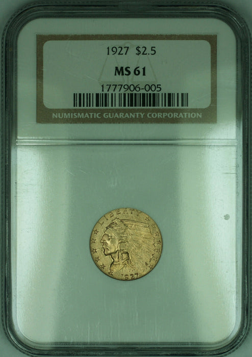 1927 Indian Quarter Eagle $2.50 Gold Coin NGC MS-61 (KD)