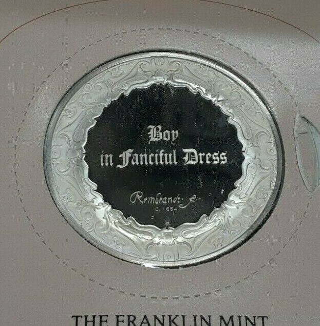 Franklin Mint Genius/Rembrandt PR .925 Silver Medal-Boy/Fanciful Dress in Card