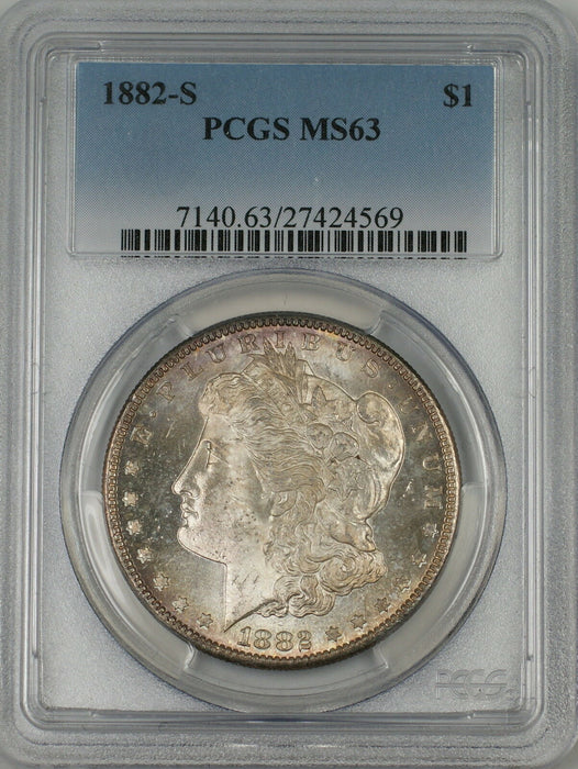 1882-S Morgan Silver Dollar $1 Coin PCGS MS-63 Beautifully Toned (2C)