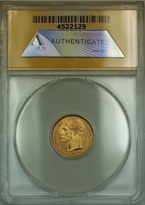 1908 Denmark 10K Kroner Gold Coin ANACS MS-63