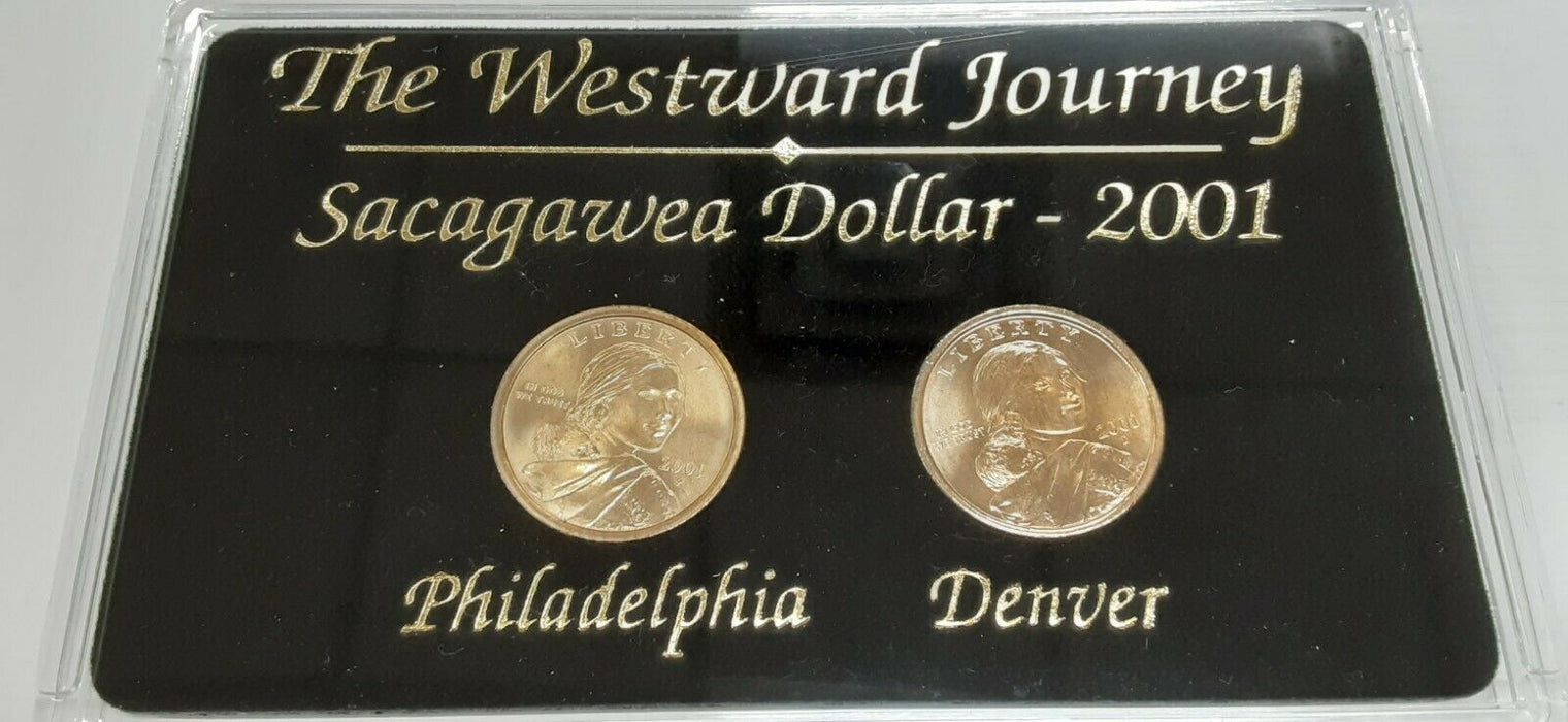 2001 P & D Sacagawea BU Dollars Westward Journey Commemoratives in Holder