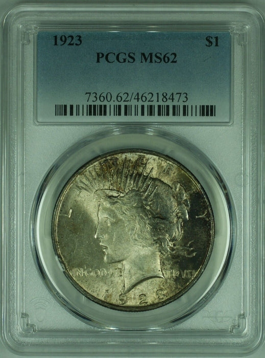 1923 Peace Silver Dollar S$1  PCGS MS-62 W/Toning  (25)