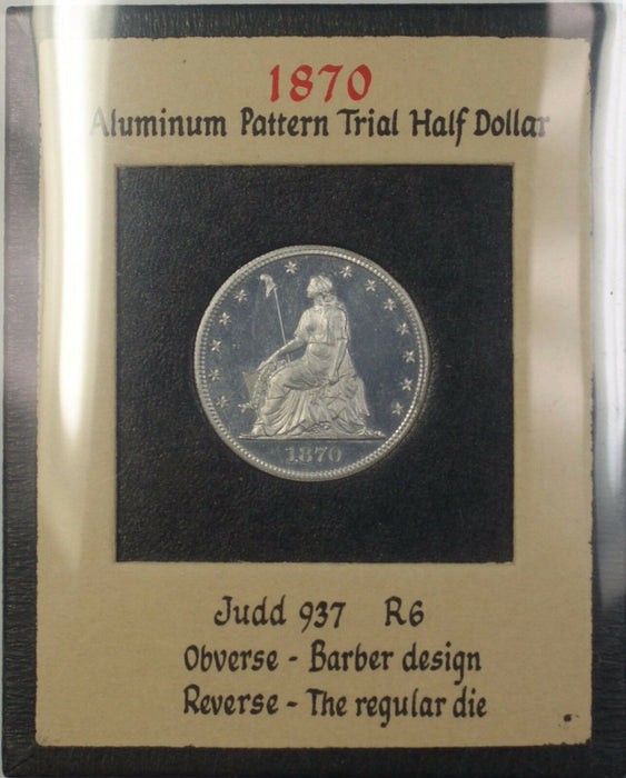1870 Proof Aluminum 50c Pattern Coin Judd-937 NGC PF-64 Cameo R.E. Cox Jr WW