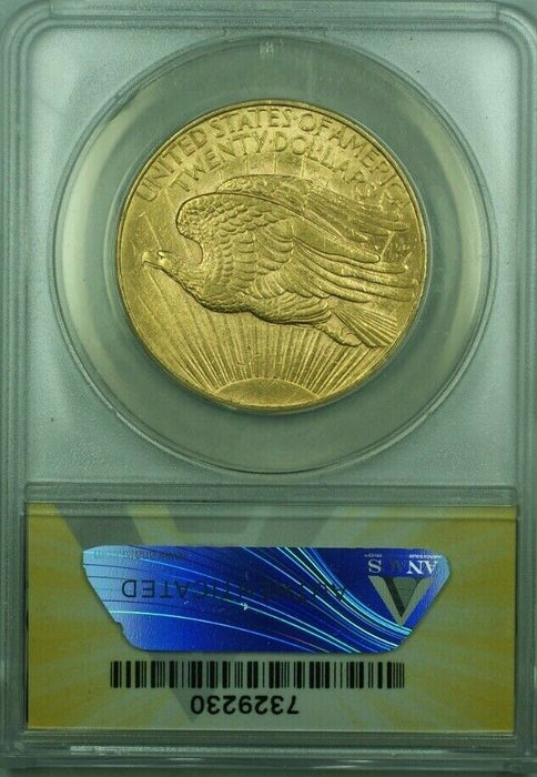 1908-D No Motto St. Gaudens $20 Double Eagle Gold Coin ANACS AU-58