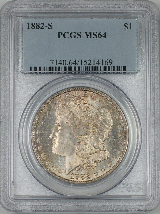 1882-S Morgan Silver Dollar $1 Coin PCGS MS-64 Toned (Proof-Like) (2B)