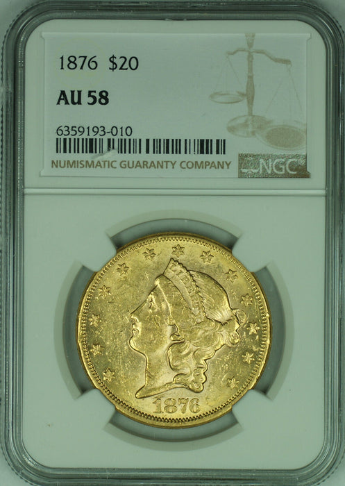 1876 Liberty Head $20 Double Eagle NGC AU 58