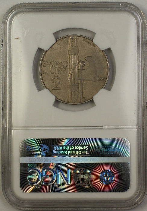 1925R Italy 2L Two Lire Coin NGC MS-62