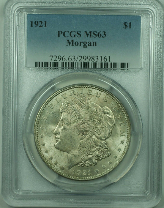 1921 Morgan Silver Dollar $1 Coin PCGS MS-63 (36) BBB