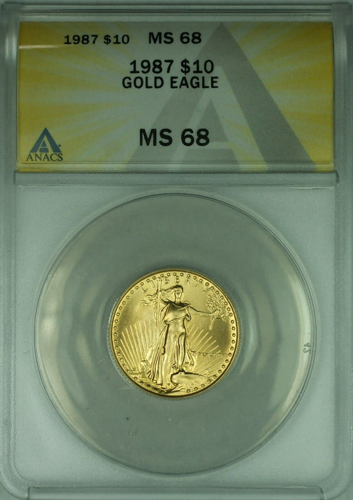 1987 Gold American Eagle 1/4 Ounce $10 AGE Coin ANACS MS-68