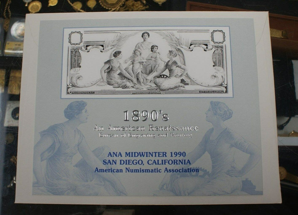 BEP souvenir card B 135 ANA 1990 face proposed 1897 $2 Educational Silver Cer