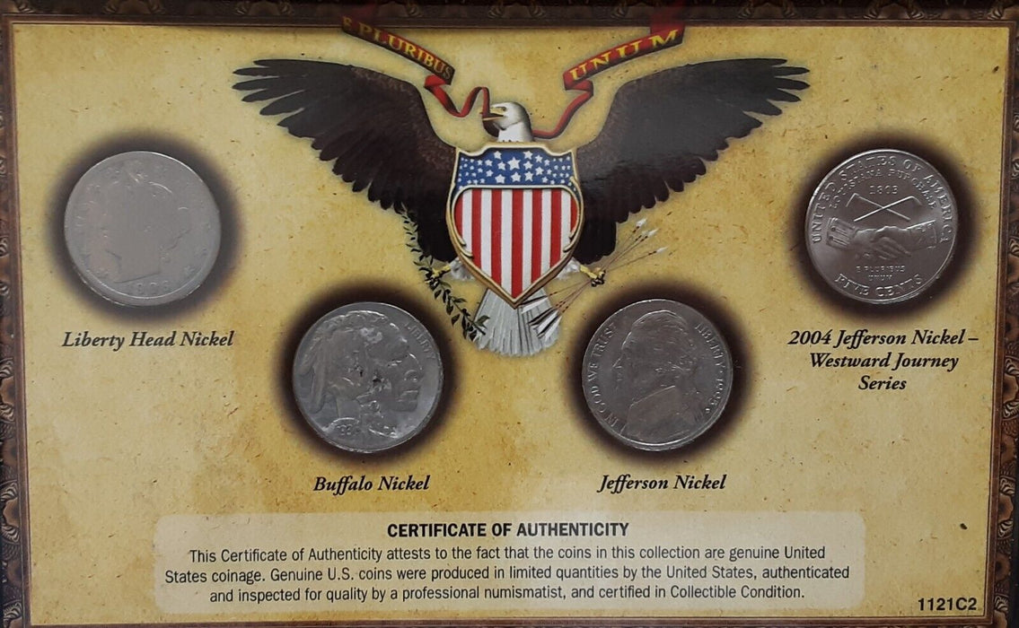 120 Years of Classic American Nickel Set - 4 Coin Set in Info Folder