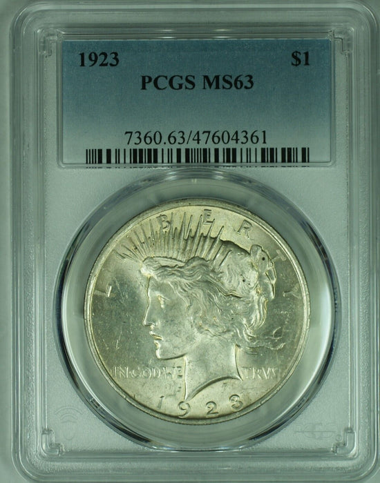 1923 Peace Silver Dollar $1 Coin PCGS MS 63 (48) E