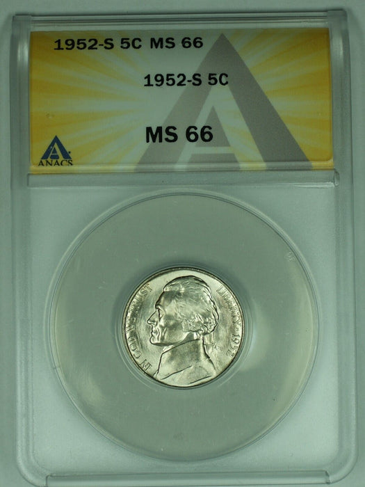 1952-S Jefferson Nickel 5C ANACS MS 66 (52) B