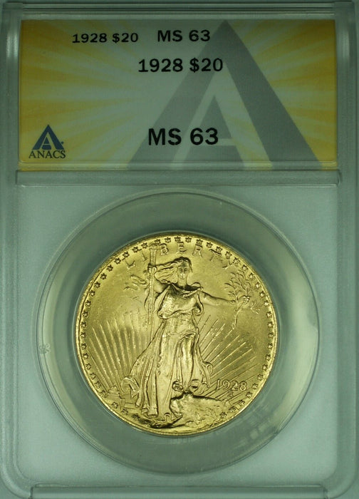 1928 St. Gaudens Double Eagle $20 Gold Coin ANACS MS-63