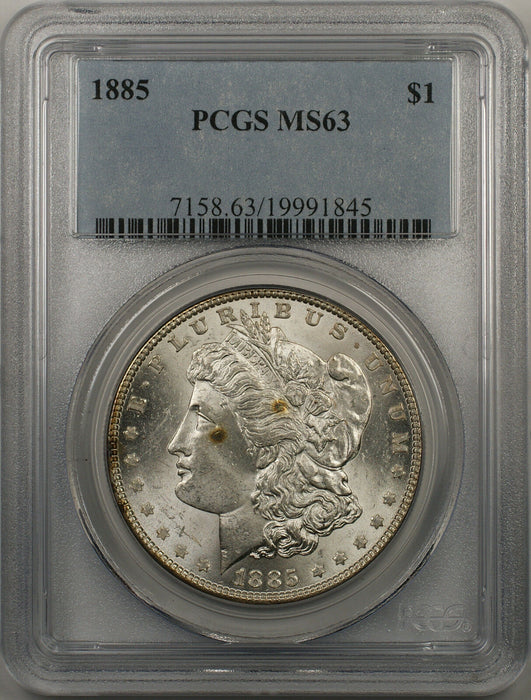 1885 Morgan Silver Dollar Coin $1 PCGS MS 63 (BR-17 N)