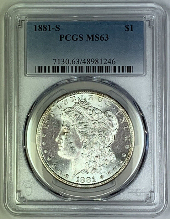 1881-S Morgan Silver $1 Dollar Coin PCGS MS 63 (7) B