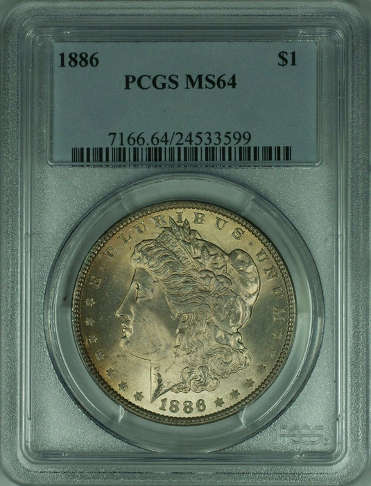 1886 Morgan Silver Dollar Coin $1 PCGS MS64 Toned (32 E)