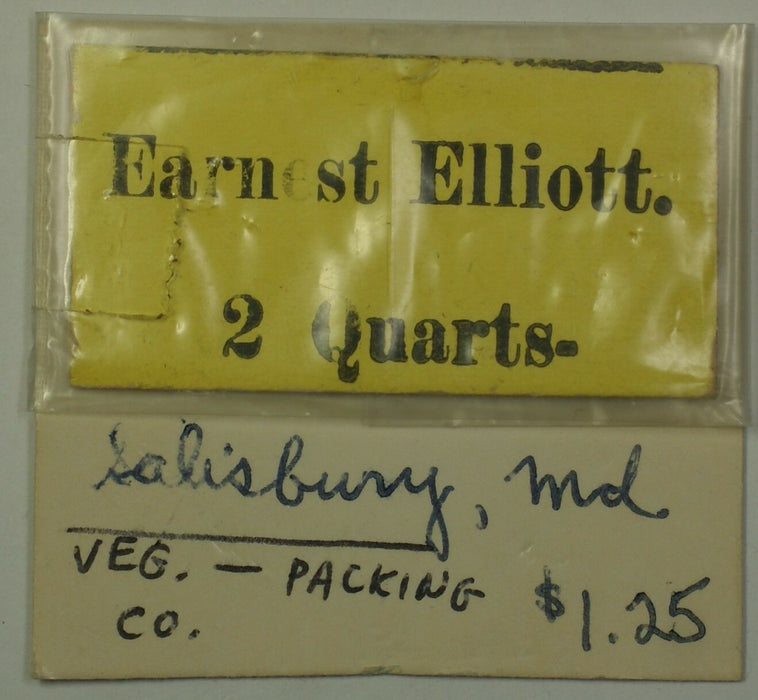 Early 20th Century 2 Quarts Pickers Check Earnest Elliot Salisbury, MD Maryland