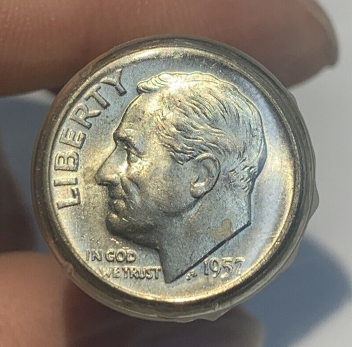 1957-D Roosevelt Dime BU/UNC Roll-50 Coins