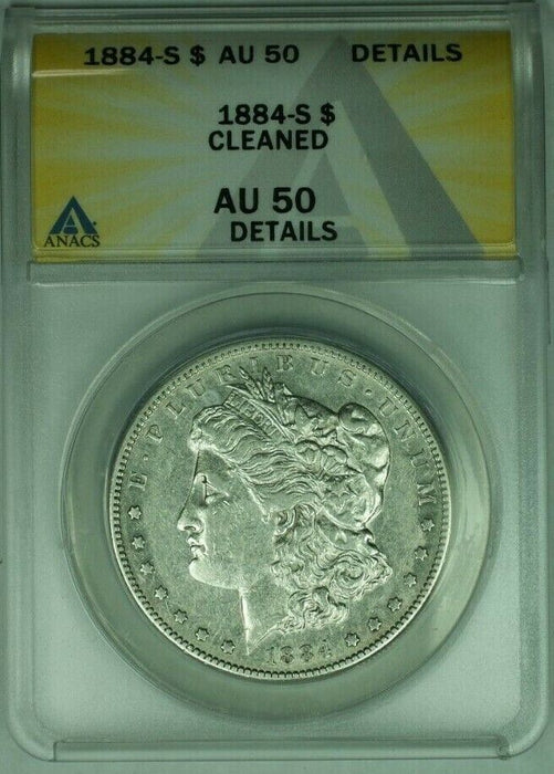 1884-S Morgan Silver Dollar S$1 ANACS AU-50 Details Cleaned  (38)