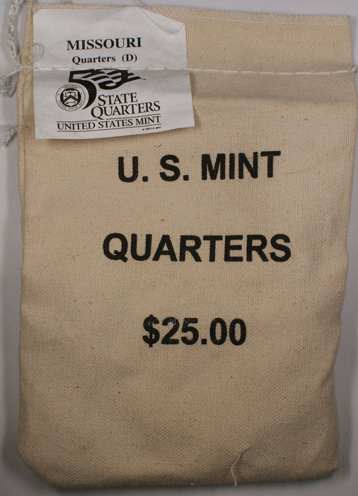 $25 US Mint Sewn BU 2002-D Missouri State Quarters Bag in Original Packaging