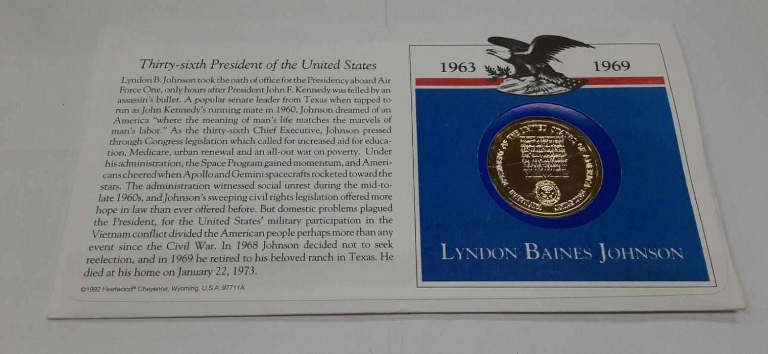 Lyndon B. Johnson Presidential Medal in FDC - Hail to The Chiefs Collection