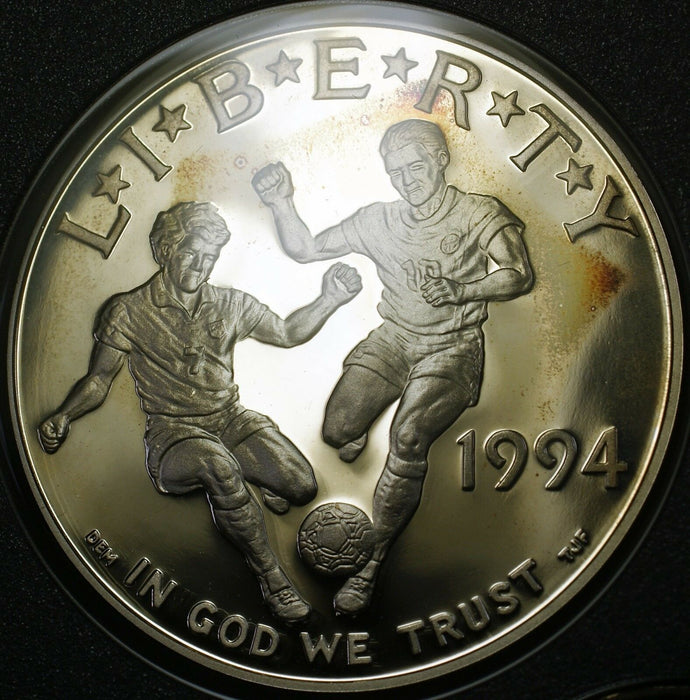 1994-S Prestige Set 7 Gem Proof Coins World Cup Silver $1 in Case/NO Box or COA