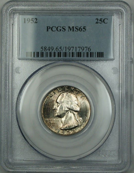 1952 Washington Silver Quarter 25c Coin PCGS MS-65 Toned Gem