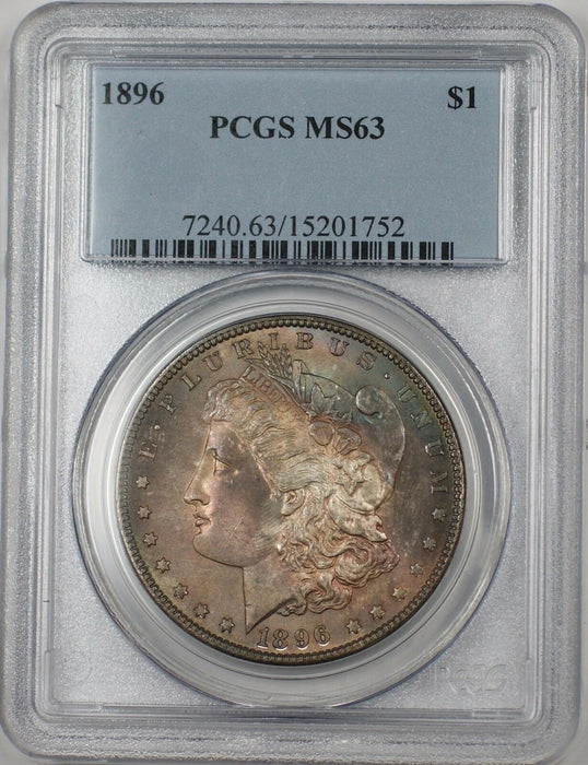 1896 Morgan Silver Dollar $1 Coin PCGS MS-63 Toned (BR-23F)