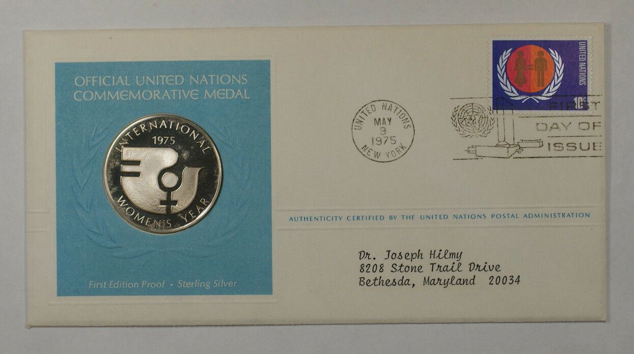 1975 Postmasters Of America Commemorative Silver Medal International Womens Day