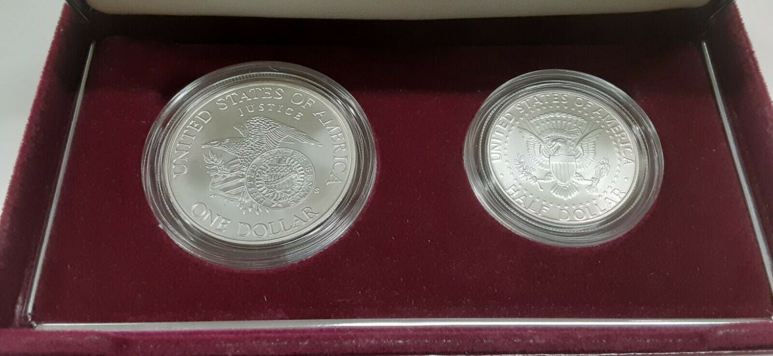 1998 U.S. Mint Kennedy Commemorative Collectors 2 Coin Set in OGP W/COA