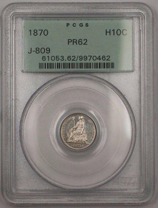 1870 Proof Silver Half Dime 5c Pattern J-809 PCGS PR-62 OGH Better Coin WW