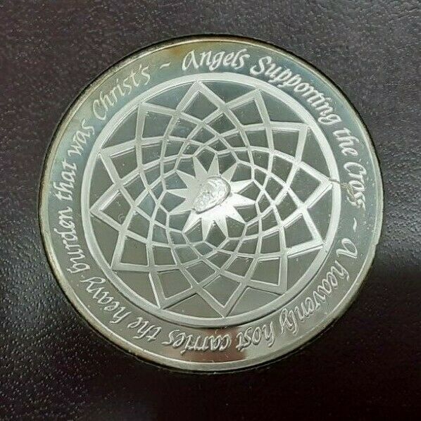 Franklin Mint Genius of Michelangelo PF .925 Silver Medal-Angels Support Cross