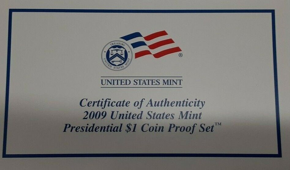 2009-S United States Presidential Dollar Proof Set With Box and COA