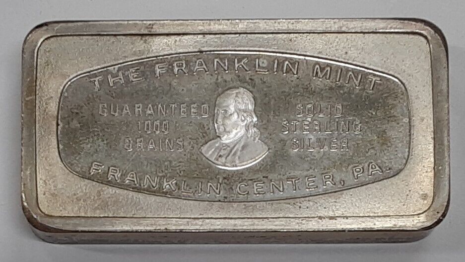 Franklin Mint 1000 Grain Ingot of Sterling Silver, Commemorating Christmas 1970
