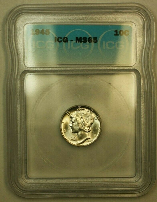 1945 Silver Mercury Dime 10c Coin ICG MS-65 Y