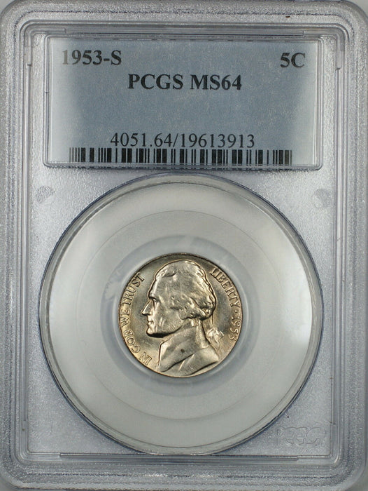 1953-S Jefferson Nickel 5c Coin PCGS MS-64 (1C)