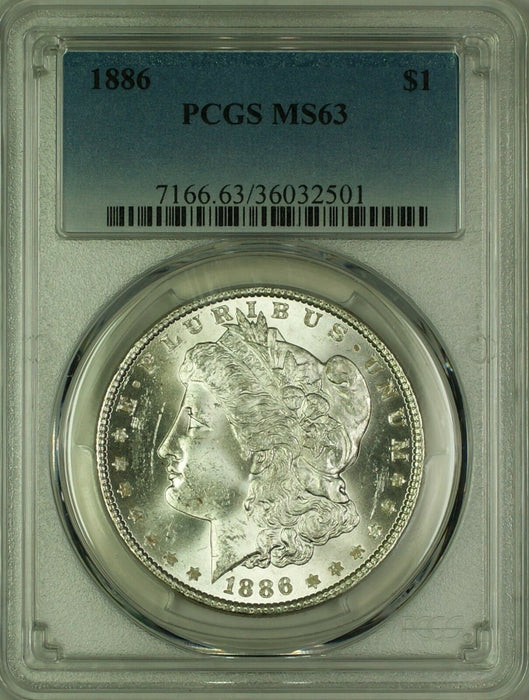 1886 Morgan Silver Dollar $1 Coin PCGS MS-63 Choice BU (19D)