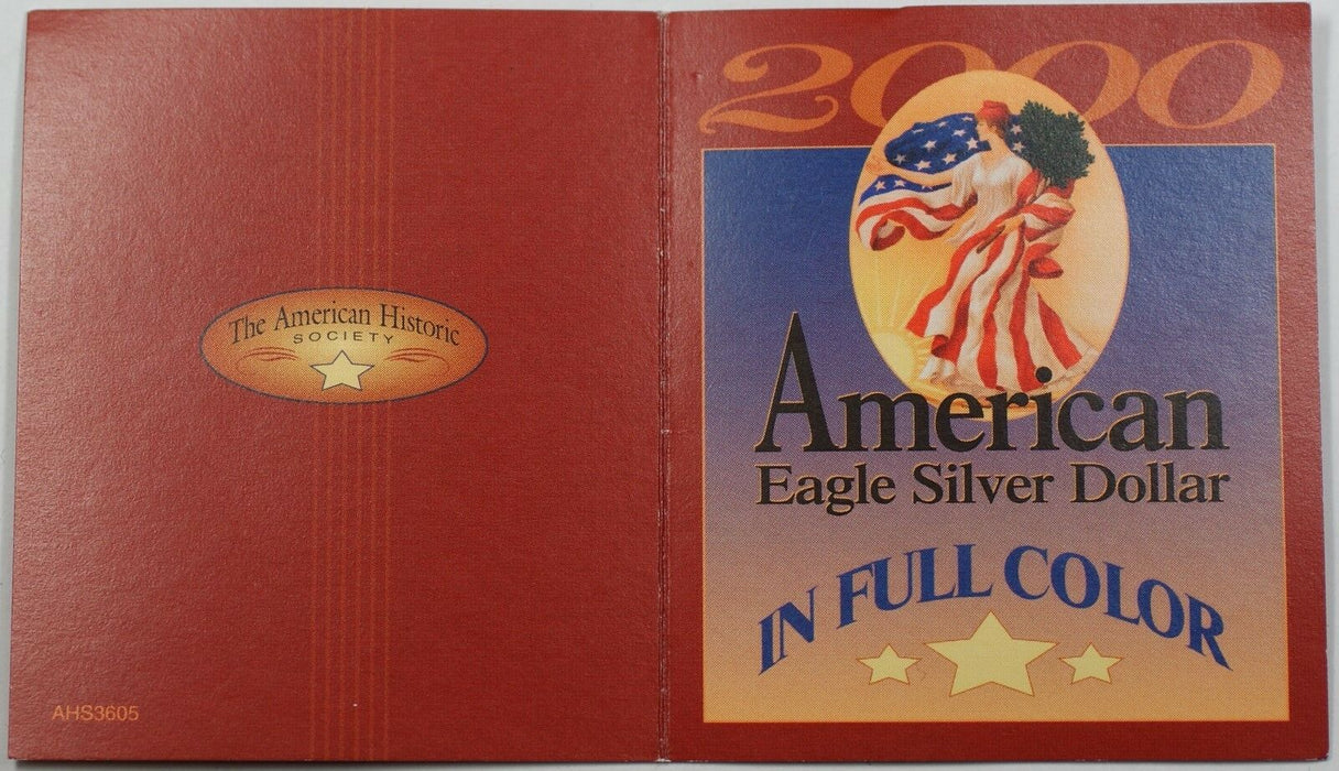 2000 American Silver Eagle UNC (ASE) 999 Fine Beautifully Colorized Coin Obverse