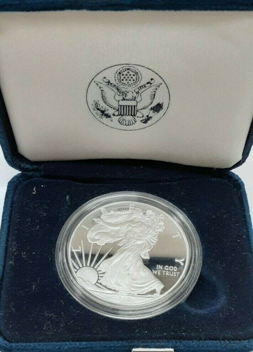 2010-W Proof American Silver Eagle S$1 1 Oz Troy .999 Fine With COA & OGP