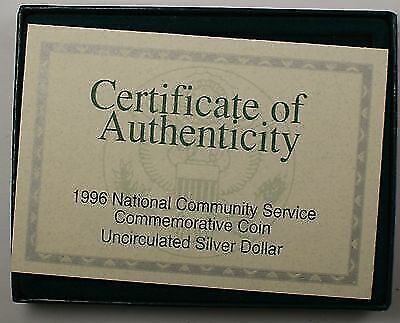 1996-S US Mint Community Service Uncirculated Silver Dollar Commemorative Coin