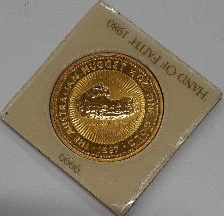 1987 Australia Nugget $50 Dollar 1/2 Ounce Gold Coin - BU in Original Holder