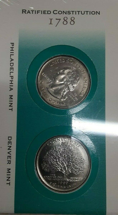 Connecticut 1999 P&D Statehood Quarter Set in Orig. US Mint Coin Cover w/Stamp