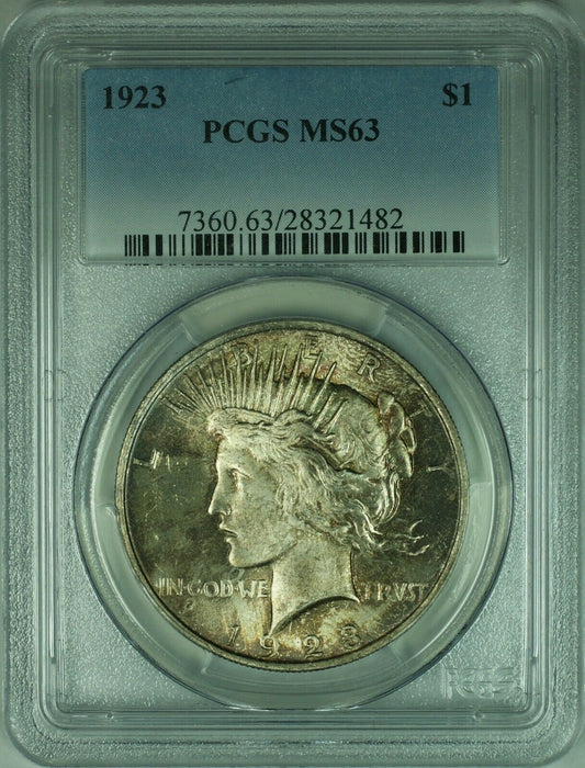 1923 Peace Silver Dollar S$1 PCGS MS63 Toned (24e)