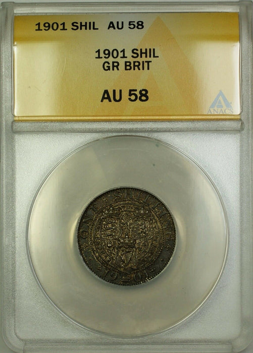 1901 Great Britain 1S Shilling Silver Coin ANACS AU-58